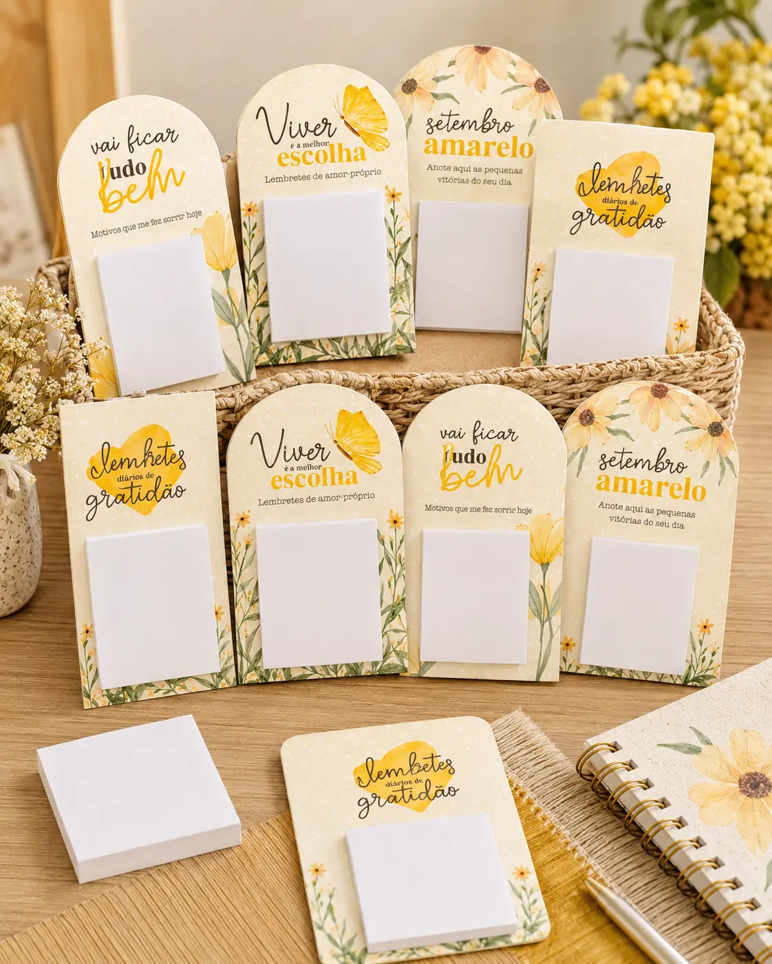 Materiais decorativos do Kit Setembro Amarelo