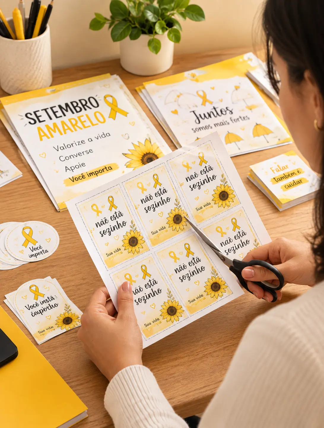 Cartões do Setembro Amarelo prontos para imprimir