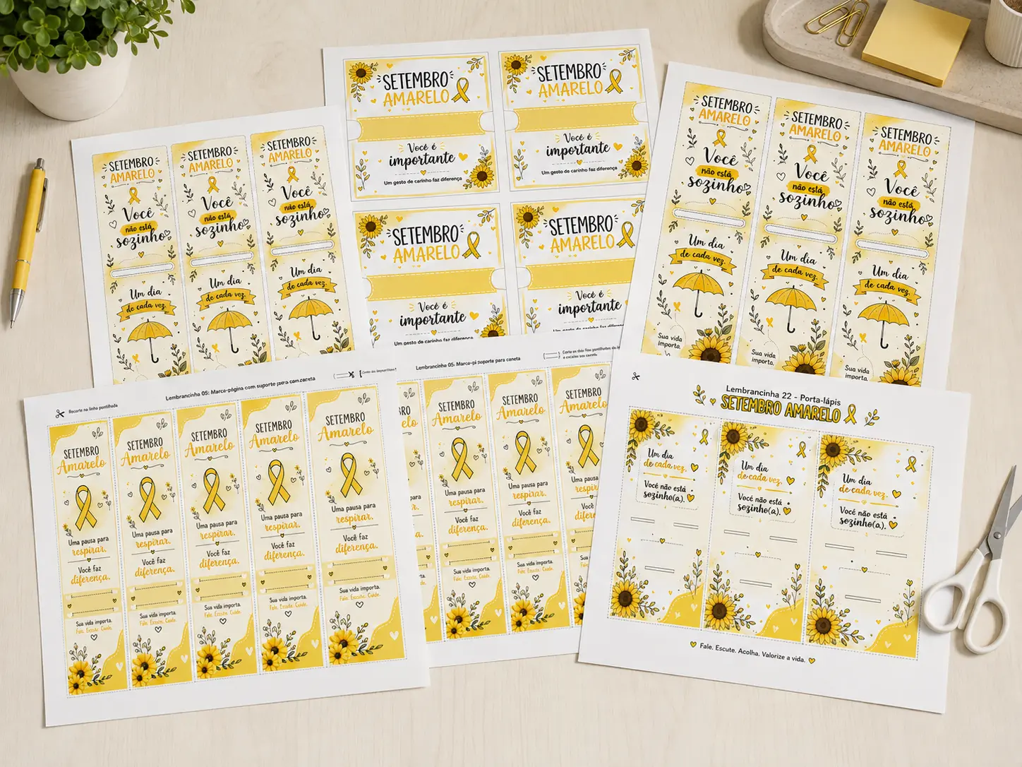 Atividades impressas do Kit Setembro Amarelo